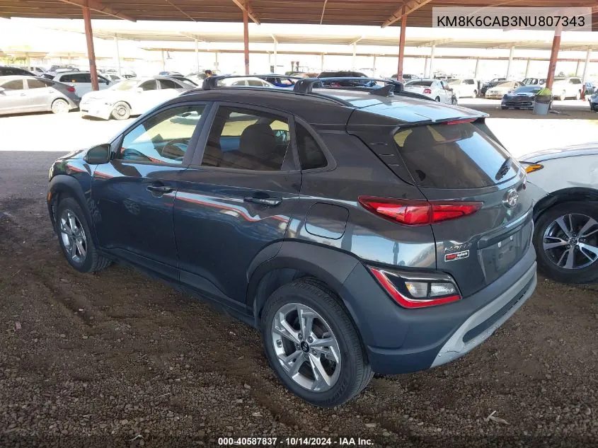 2022 Hyundai Kona Sel VIN: KM8K6CAB3NU807343 Lot: 40587837