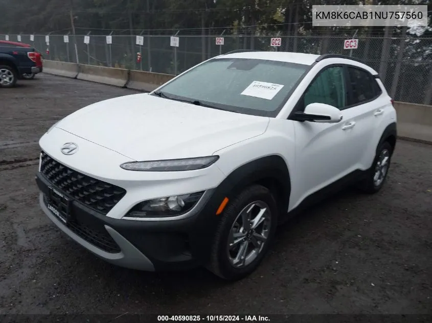 2022 Hyundai Kona Sel VIN: KM8K6CAB1NU757560 Lot: 40590825