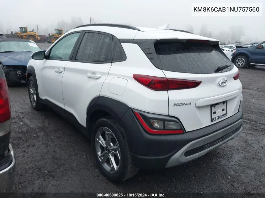 2022 Hyundai Kona Sel VIN: KM8K6CAB1NU757560 Lot: 40590825