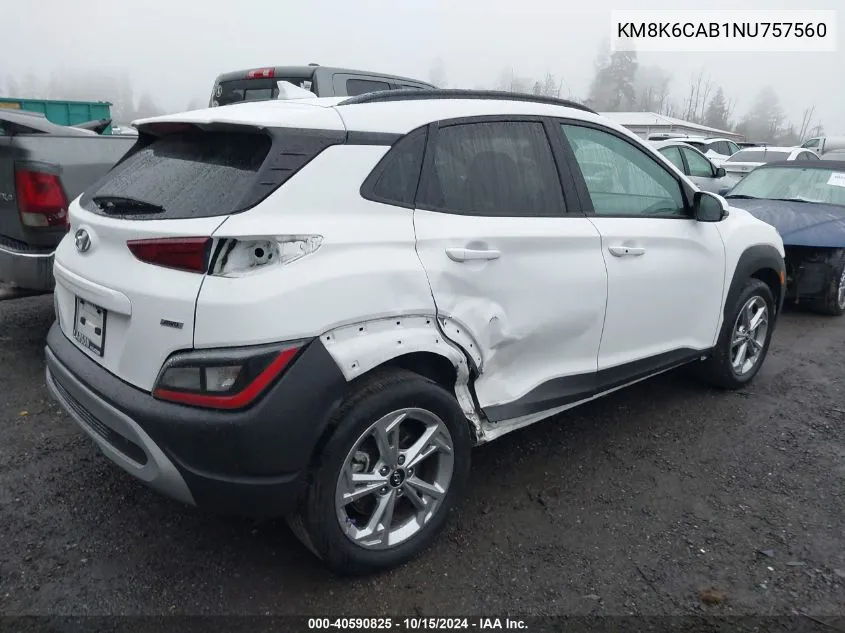 2022 Hyundai Kona Sel VIN: KM8K6CAB1NU757560 Lot: 40590825