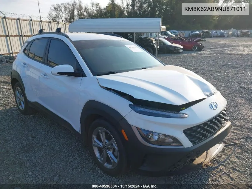 2022 Hyundai Kona Sel VIN: KM8K62AB9NU871011 Lot: 40596334