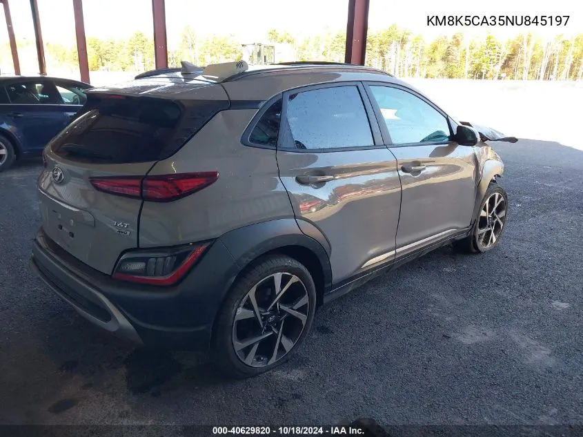 2022 Hyundai Kona Limited VIN: KM8K5CA35NU845197 Lot: 40629820