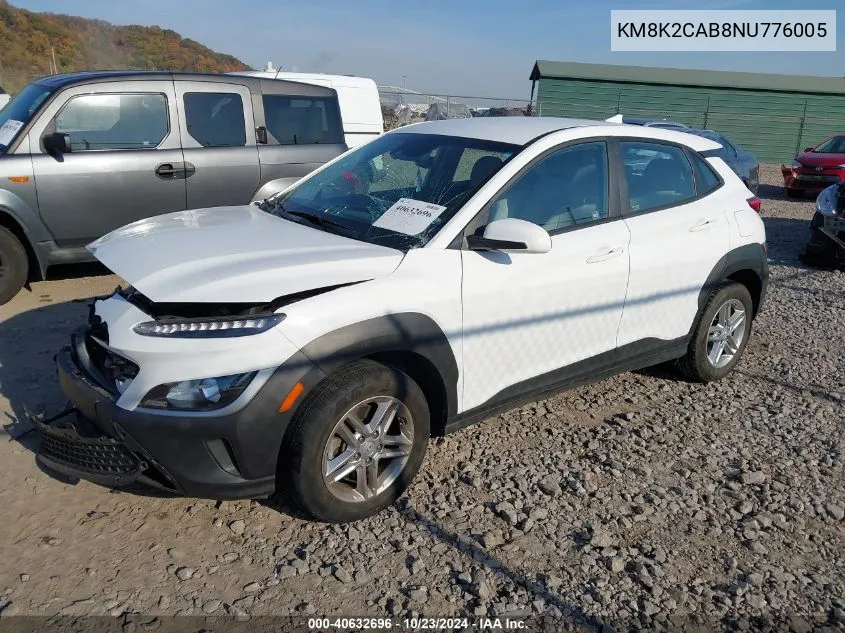 KM8K2CAB8NU776005 2022 Hyundai Kona Se