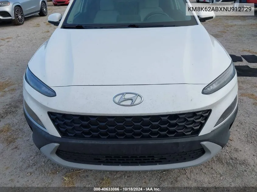 2022 Hyundai Kona Sel VIN: KM8K62ABXNU912729 Lot: 40633086