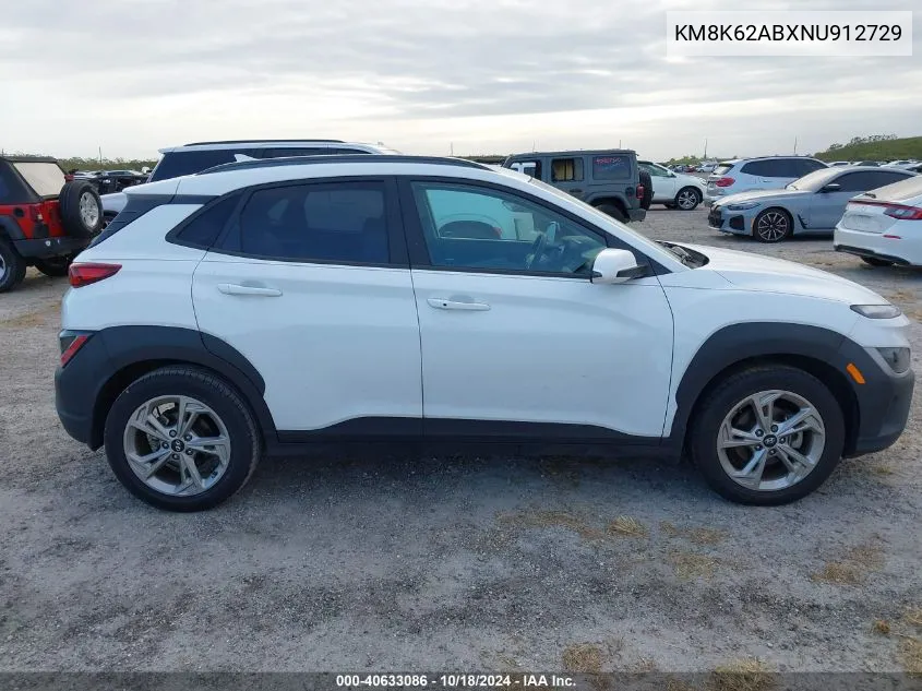 2022 Hyundai Kona Sel VIN: KM8K62ABXNU912729 Lot: 40633086