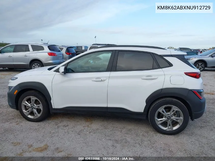 2022 Hyundai Kona Sel VIN: KM8K62ABXNU912729 Lot: 40633086