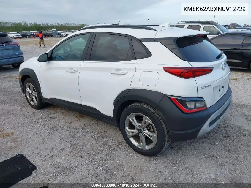 2022 Hyundai Kona Sel VIN: KM8K62ABXNU912729 Lot: 40633086