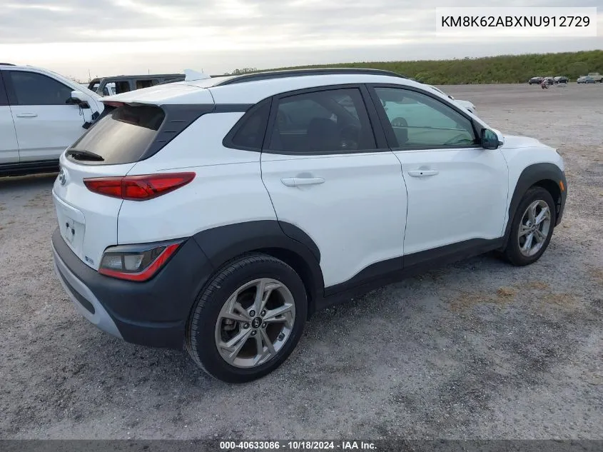 2022 Hyundai Kona Sel VIN: KM8K62ABXNU912729 Lot: 40633086