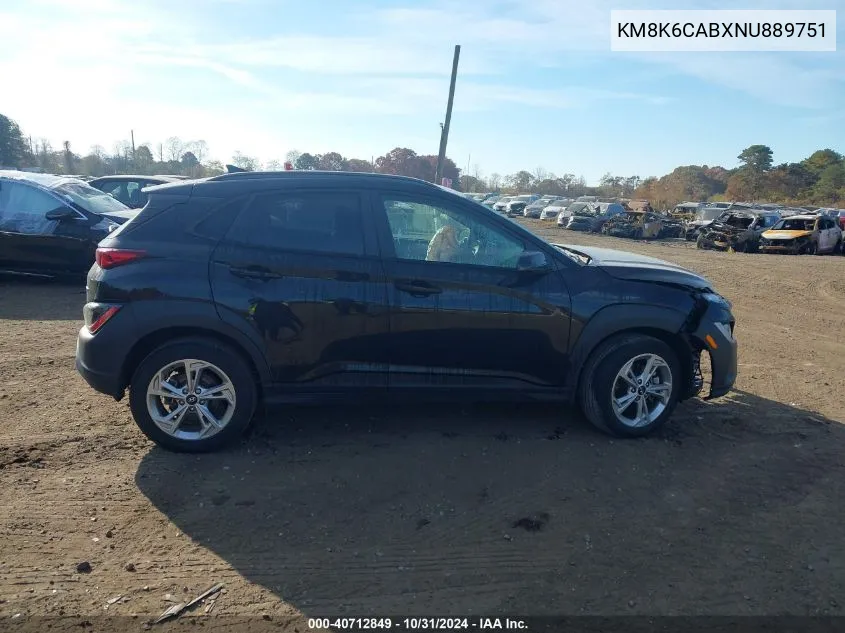 2022 Hyundai Kona Sel VIN: KM8K6CABXNU889751 Lot: 40712849