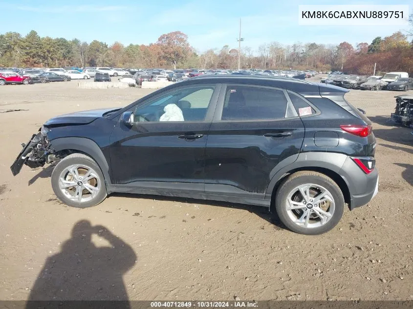 2022 Hyundai Kona Sel VIN: KM8K6CABXNU889751 Lot: 40712849