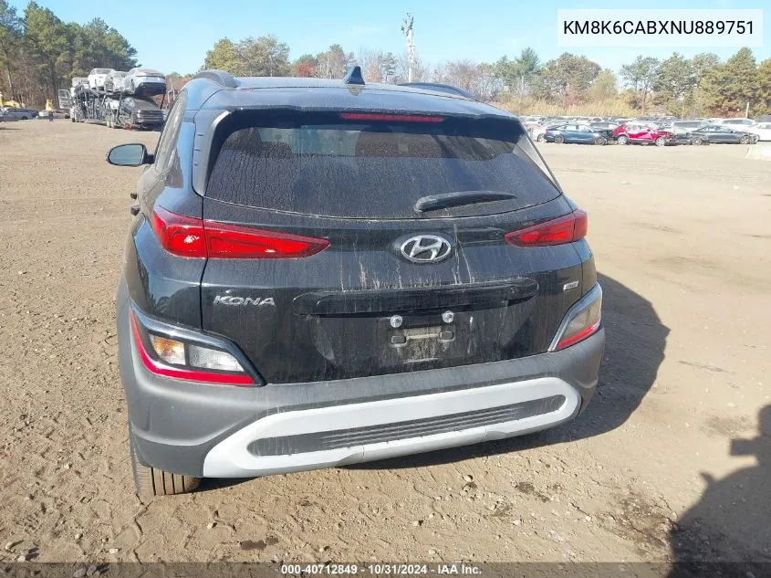 2022 Hyundai Kona Sel VIN: KM8K6CABXNU889751 Lot: 40712849