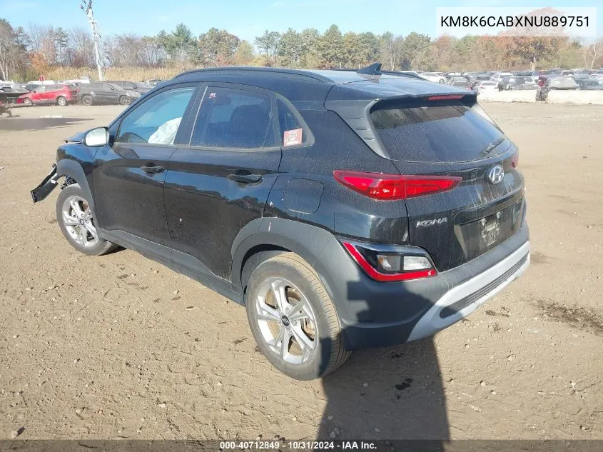 2022 Hyundai Kona Sel VIN: KM8K6CABXNU889751 Lot: 40712849