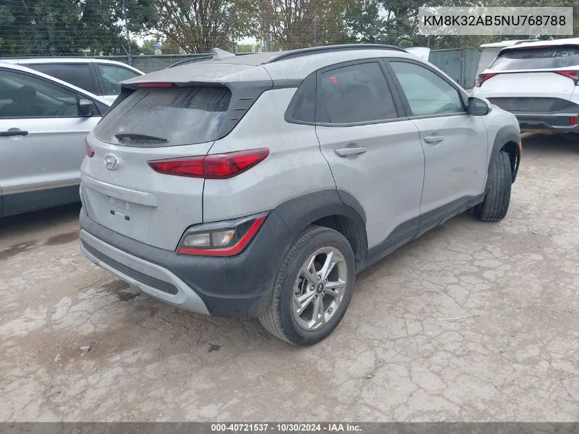 2022 Hyundai Kona Sel VIN: KM8K32AB5NU768788 Lot: 40721537