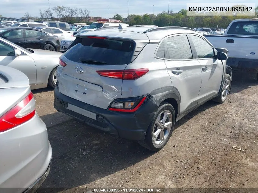 2022 Hyundai Kona Sel VIN: KM8K32AB0NU895142 Lot: 40739396