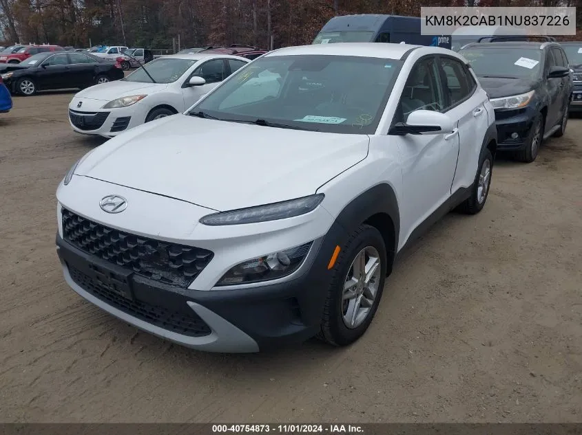 2022 Hyundai Kona Se VIN: KM8K2CAB1NU837226 Lot: 40754873