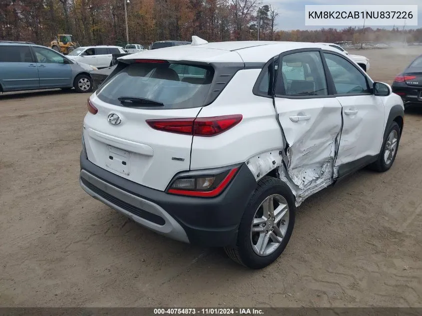 2022 Hyundai Kona Se VIN: KM8K2CAB1NU837226 Lot: 40754873