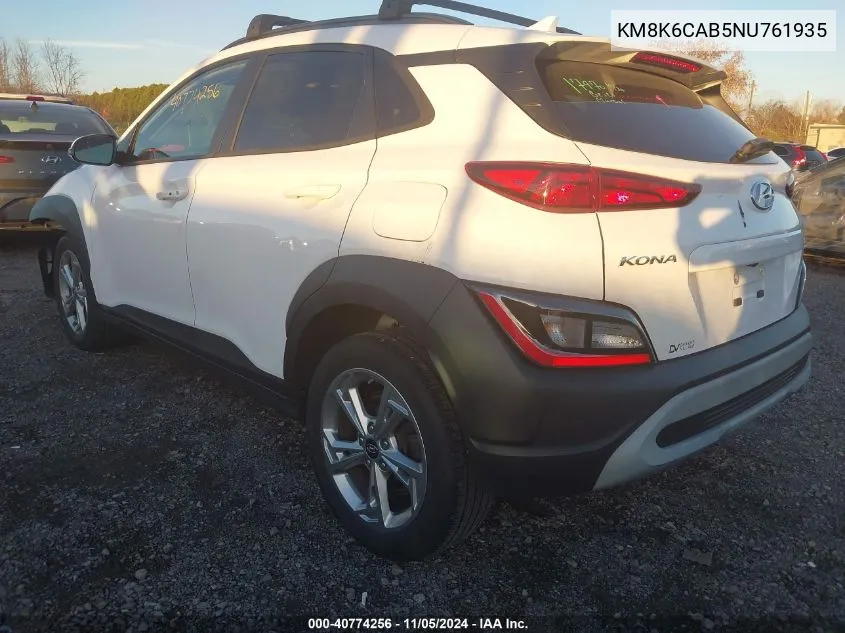 2022 Hyundai Kona Sel VIN: KM8K6CAB5NU761935 Lot: 40774256