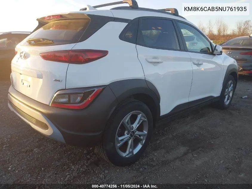 2022 Hyundai Kona Sel VIN: KM8K6CAB5NU761935 Lot: 40774256