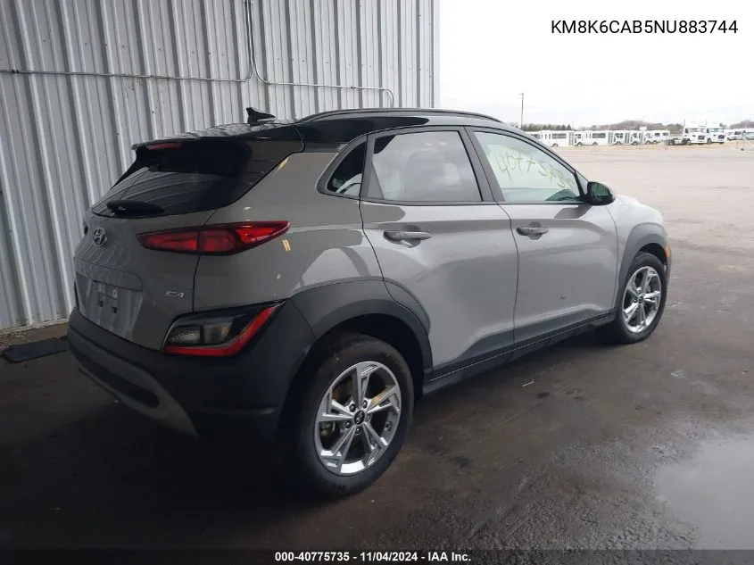 2022 Hyundai Kona Sel VIN: KM8K6CAB5NU883744 Lot: 40775735