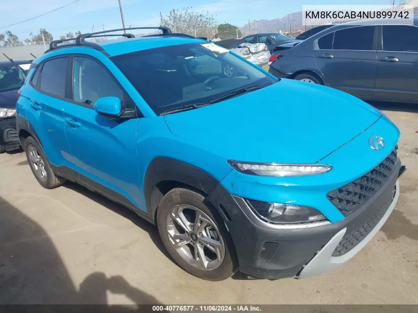 2022 Hyundai Kona Sel VIN: KM8K6CAB4NU899742 Lot: 40776577