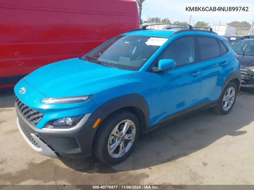 2022 Hyundai Kona Sel VIN: KM8K6CAB4NU899742 Lot: 40776577