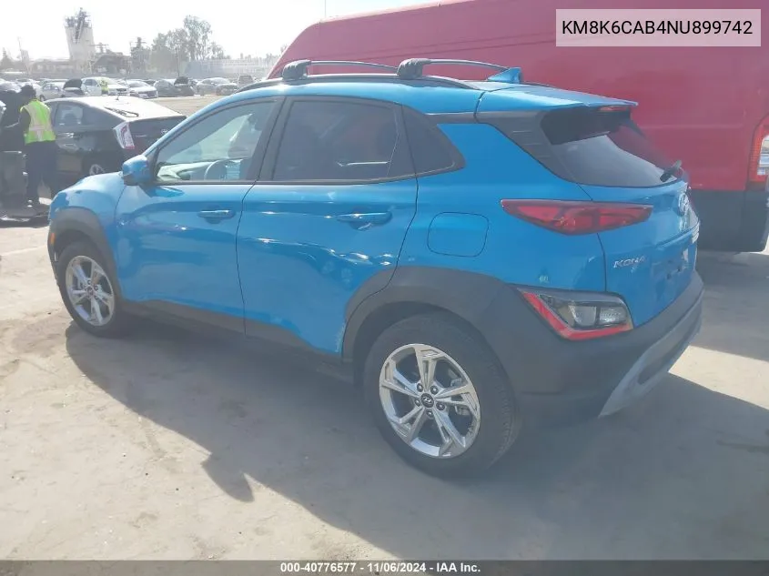 2022 Hyundai Kona Sel VIN: KM8K6CAB4NU899742 Lot: 40776577