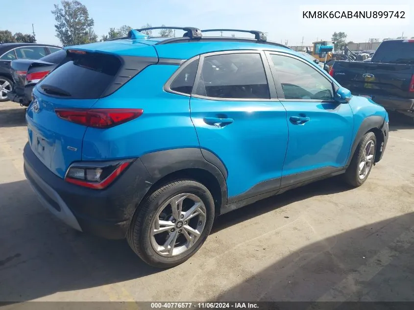 2022 Hyundai Kona Sel VIN: KM8K6CAB4NU899742 Lot: 40776577