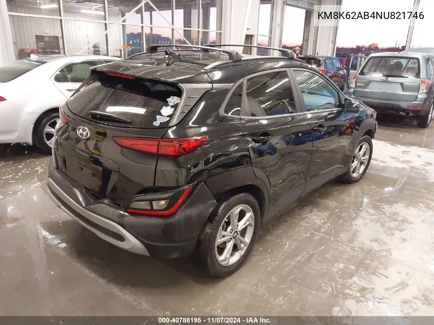 2022 Hyundai Kona Sel VIN: KM8K62AB4NU821746 Lot: 40788195