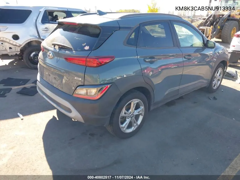 2022 Hyundai Kona Sel VIN: KM8K3CAB5NU913334 Lot: 40802517