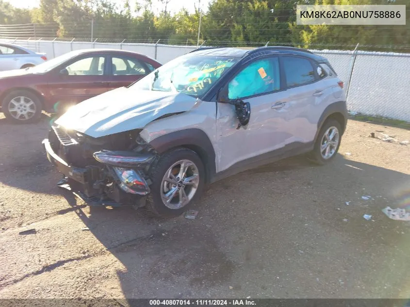 KM8K62AB0NU758886 2022 Hyundai Kona Sel