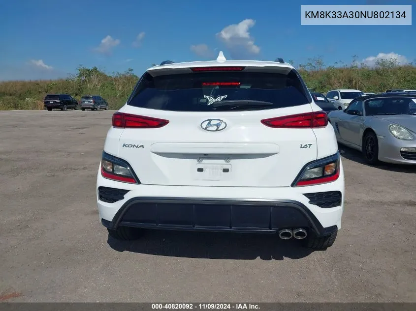 2022 Hyundai Kona N Line VIN: KM8K33A30NU802134 Lot: 40820092