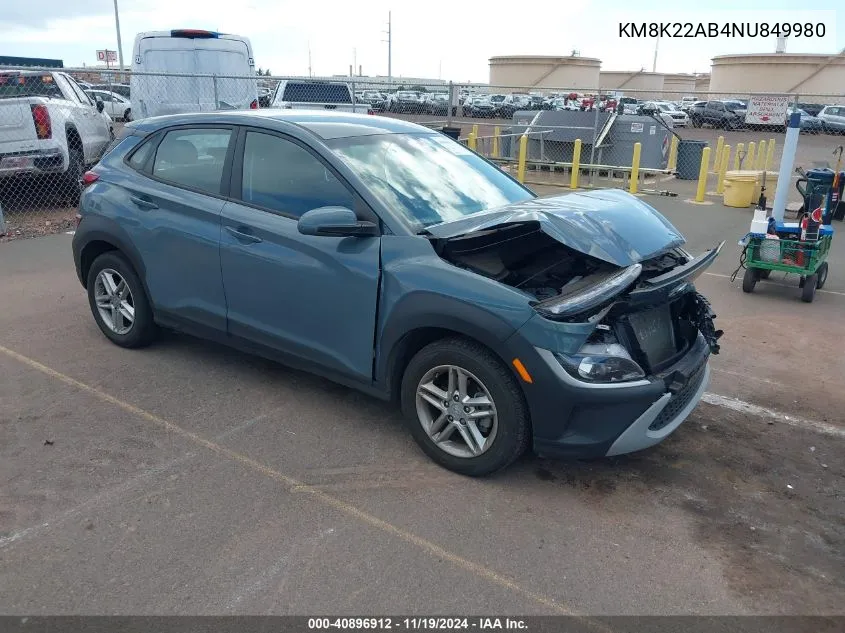 2022 Hyundai Kona Se VIN: KM8K22AB4NU849980 Lot: 40896912