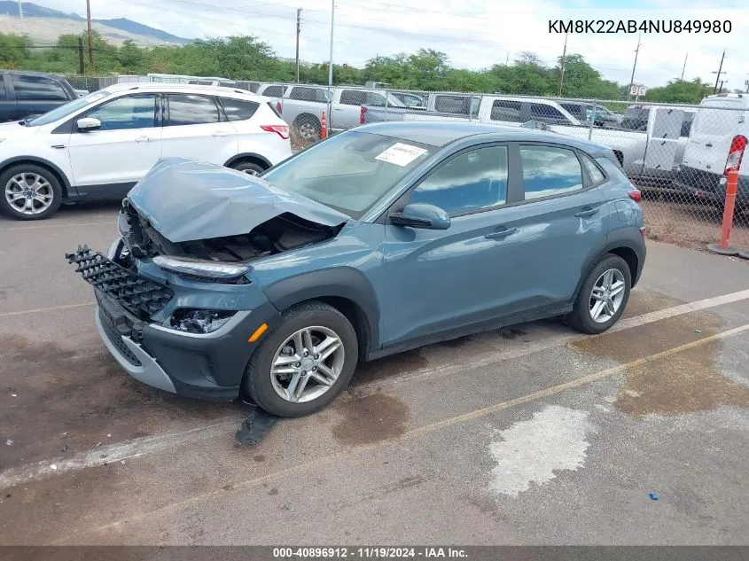 2022 Hyundai Kona Se VIN: KM8K22AB4NU849980 Lot: 40896912