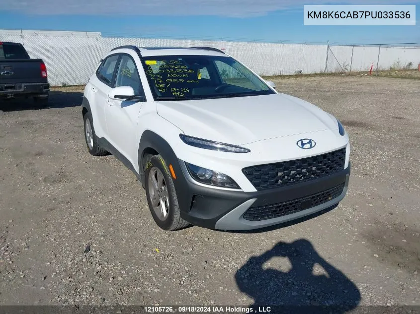 2023 Hyundai Kona Sel VIN: KM8K6CAB7PU033536 Lot: 12105726