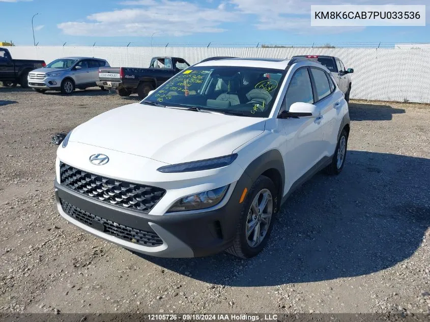 2023 Hyundai Kona Sel VIN: KM8K6CAB7PU033536 Lot: 12105726