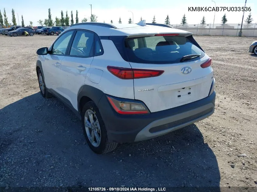 2023 Hyundai Kona Sel VIN: KM8K6CAB7PU033536 Lot: 12105726