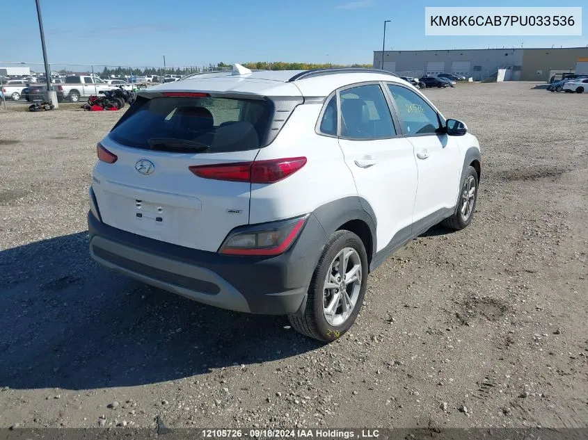 2023 Hyundai Kona Sel VIN: KM8K6CAB7PU033536 Lot: 12105726