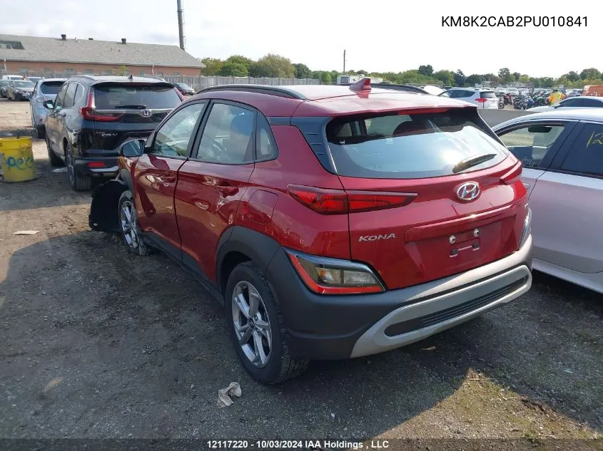 2023 Hyundai Kona Se VIN: KM8K2CAB2PU010841 Lot: 12117220