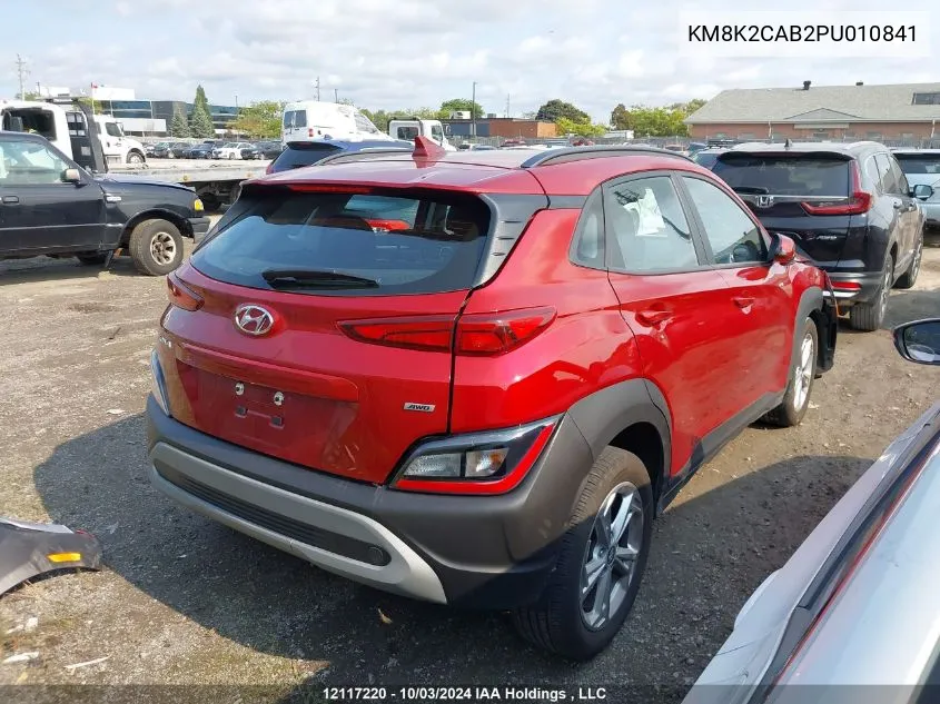 2023 Hyundai Kona Se VIN: KM8K2CAB2PU010841 Lot: 12117220