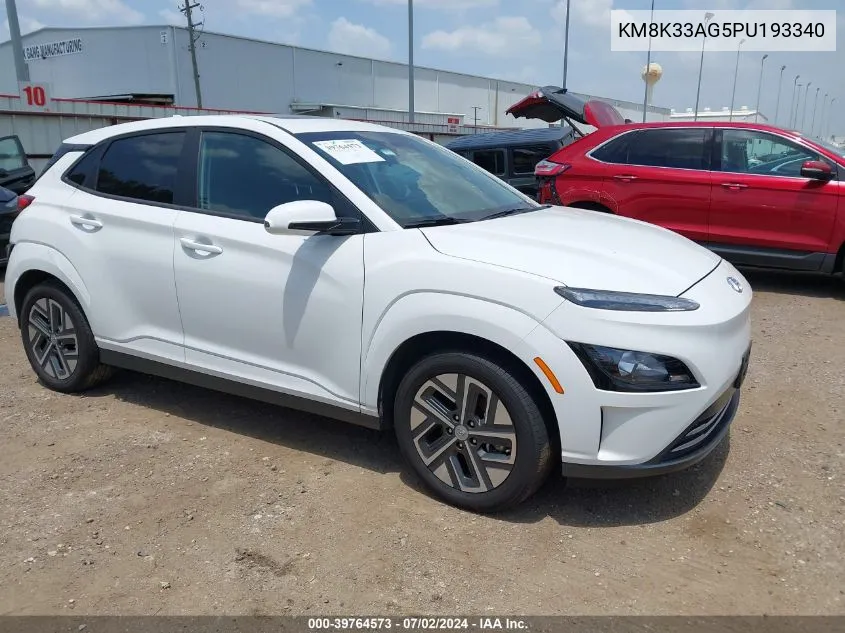 2023 Hyundai Kona Electric Sel VIN: KM8K33AG5PU193340 Lot: 39764573