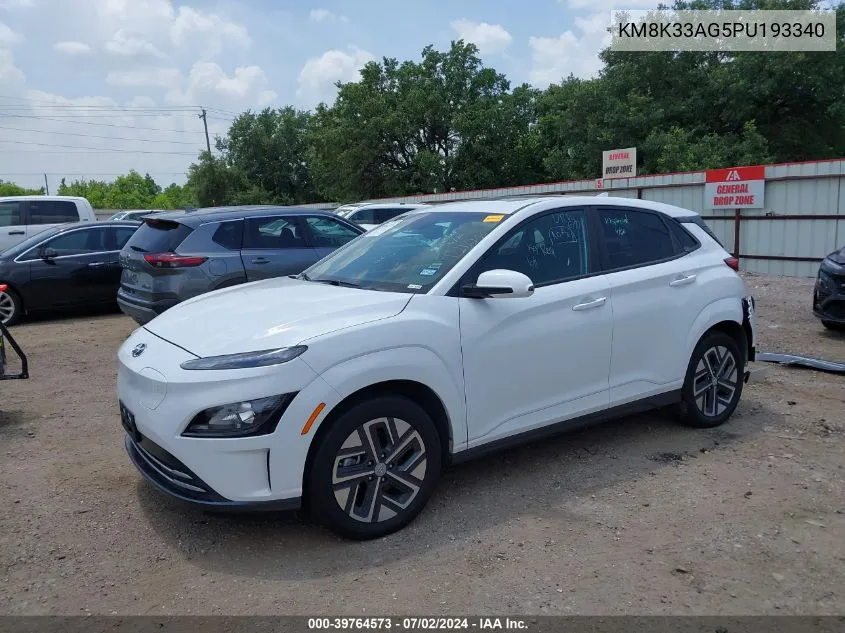 2023 Hyundai Kona Electric Sel VIN: KM8K33AG5PU193340 Lot: 39764573