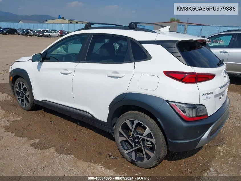 2023 Hyundai Kona Limited VIN: KM8K5CA35PU979386 Lot: 40034095