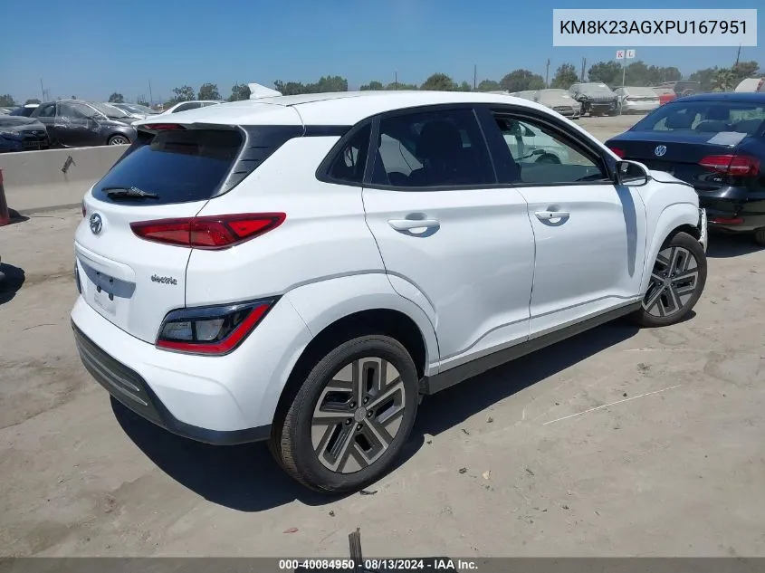 2023 Hyundai Kona Se VIN: KM8K23AGXPU167951 Lot: 40084950