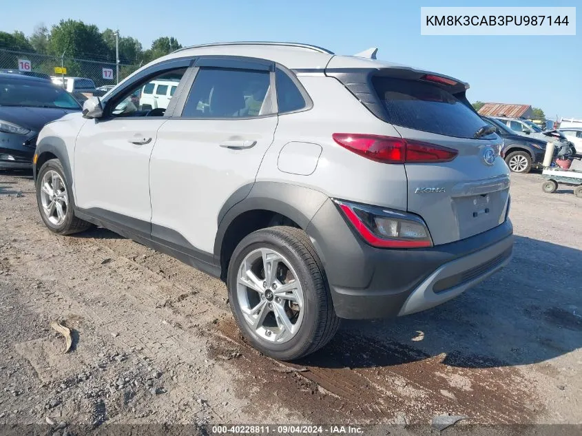 2023 Hyundai Kona Sel VIN: KM8K3CAB3PU987144 Lot: 40228811