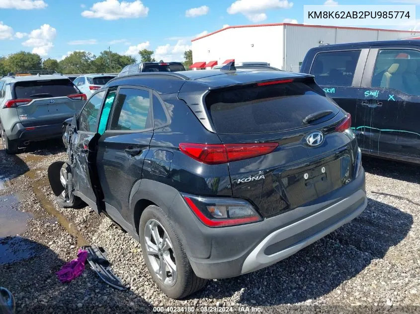 2023 Hyundai Kona Sel VIN: KM8K62AB2PU985774 Lot: 40234180