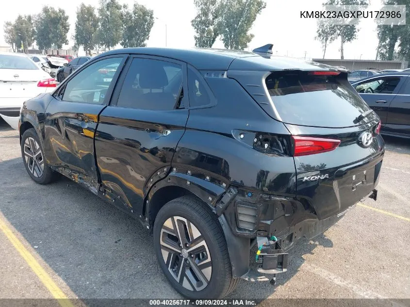 2023 Hyundai Kona Electric Se VIN: KM8K23AGXPU172986 Lot: 40256717