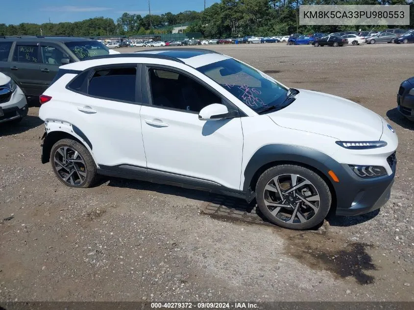 2023 Hyundai Kona Limited VIN: KM8K5CA33PU980553 Lot: 40279372