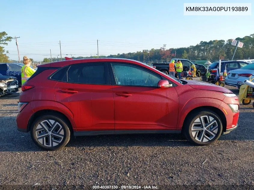 KM8K33AG0PU193889 2023 Hyundai Kona Electric Sel