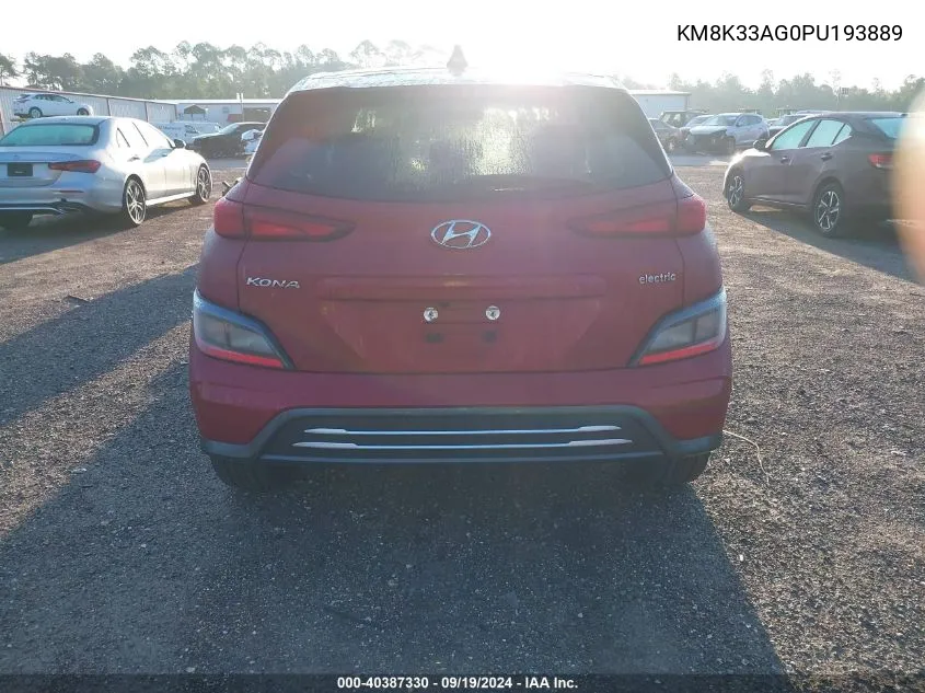 KM8K33AG0PU193889 2023 Hyundai Kona Electric Sel