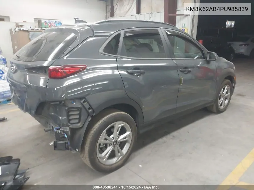 2023 Hyundai Kona Sel VIN: KM8K62AB4PU985839 Lot: 40598241